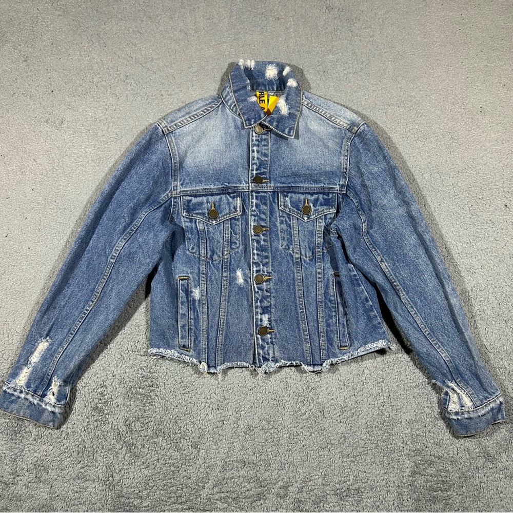 Pam & Gela Distress Style Jean Crop Jacket Women’s Small #652